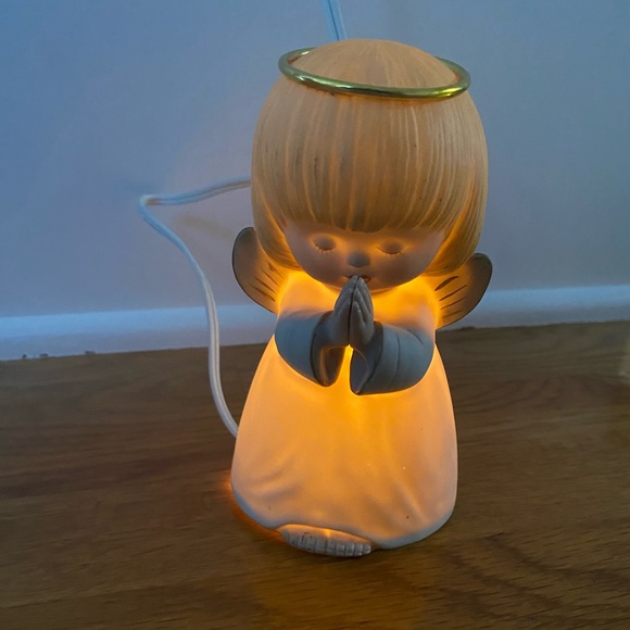 Vintage Ceramic Praying Angel Lamp Night Light-Christmas Decor Retro Christmas - Picture 2 of 12